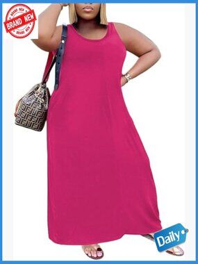 Plus Size Maxi Dress Oversize V Neck Short Sleeve Loose Comfortable